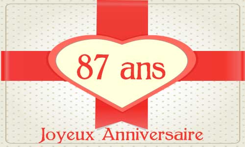 Carte anniversaire amour 87 ans cadeau