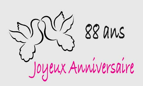 Carte anniversaire amour 88 ans colombe