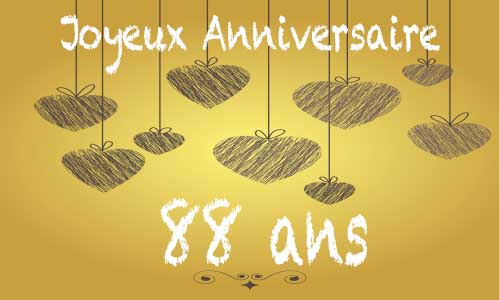 Carte anniversaire amour 88 ans craie coeur