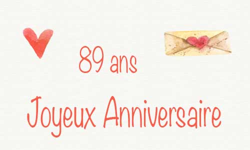 Carte anniversaire amour 89 ans deux coeur