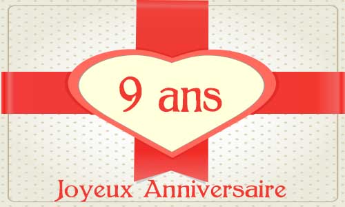 Carte anniversaire amour 9 ans cadeau