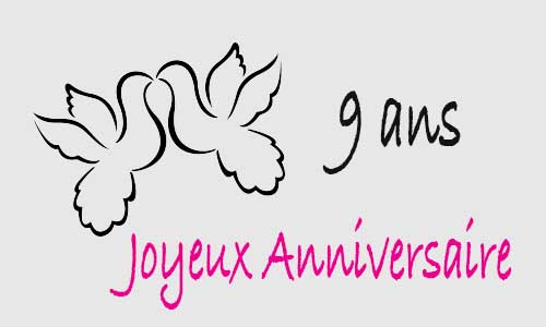 Carte anniversaire amour 9 ans colombe