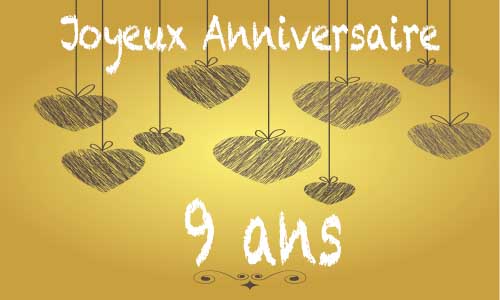 Carte anniversaire amour 9 ans craie coeur