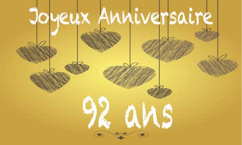 Carte anniversaire amour 92 ans craie coeur