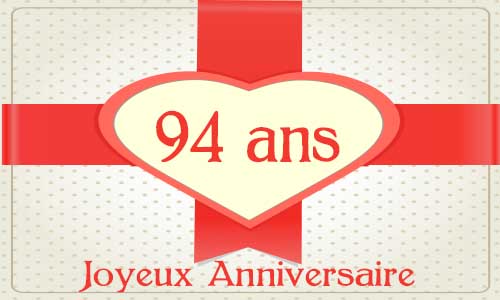 Carte anniversaire amour 94 ans cadeau