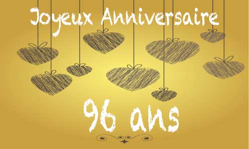 Carte anniversaire amour 96 ans craie coeur