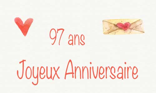 Carte anniversaire amour 97 ans deux coeur