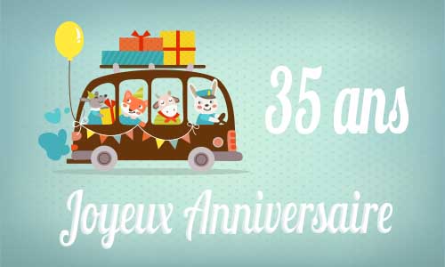 Carte anniversaire enfant 35 ans bus