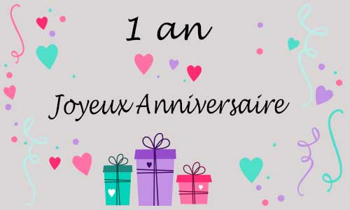 Carte anniversaire femme 1 an coeur