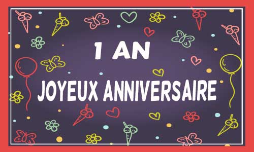 Carte anniversaire femme 1 an violet