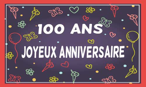 Carte anniversaire femme 100 ans violet