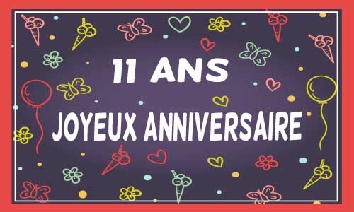 Carte anniversaire femme 11 ans violet