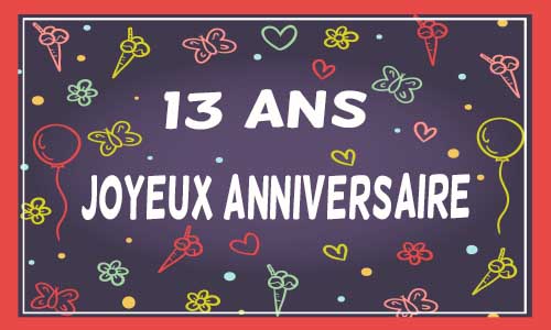 Carte anniversaire femme 13 ans violet