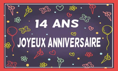 Carte anniversaire femme 14 ans violet