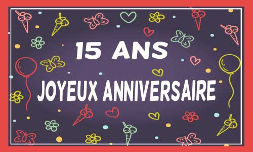 Carte anniversaire femme 15 ans violet