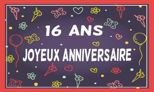 Carte anniversaire femme 16 ans violet