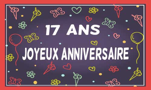 Carte anniversaire femme 17 ans violet