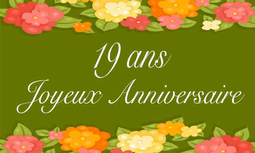 Carte anniversaire femme 19 ans vert fleur