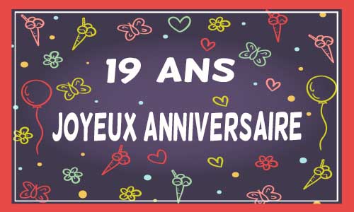 Carte anniversaire femme 19 ans violet