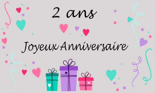 Carte anniversaire femme 2 ans coeur