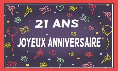 Carte anniversaire femme 21 ans violet