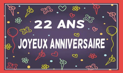 Carte anniversaire femme 22 ans violet