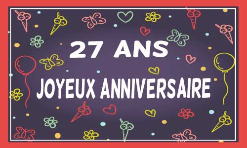 Carte anniversaire femme 27 ans violet