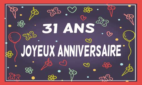 Carte anniversaire femme 31 ans violet