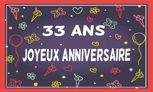 Carte anniversaire femme 33 ans violet