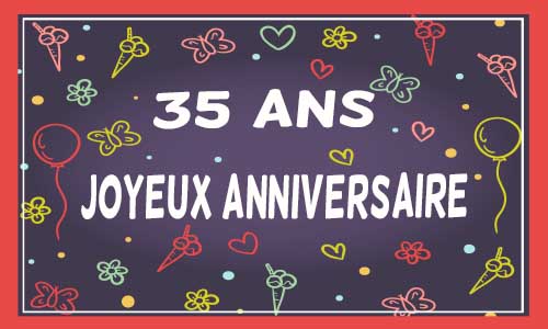 Carte anniversaire femme 35 ans violet