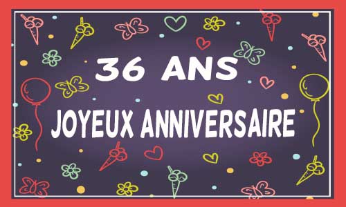 Carte anniversaire femme 36 ans violet