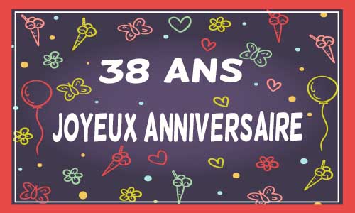 Carte anniversaire femme 38 ans violet