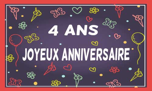 Carte anniversaire femme 4 ans violet