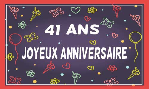 Carte anniversaire femme 41 ans violet