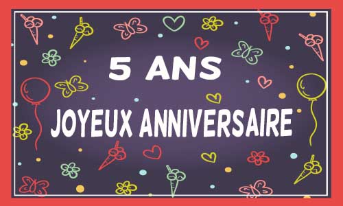 Carte anniversaire femme 5 ans violet