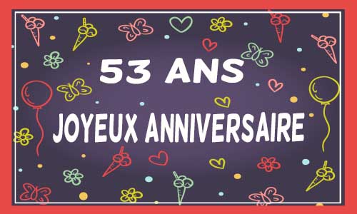 Carte anniversaire femme 53 ans violet