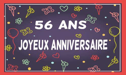 Carte anniversaire femme 56 ans violet