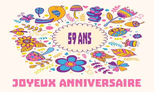 Carte anniversaire femme 59 ans oiseau