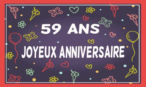 Carte anniversaire femme 59 ans violet