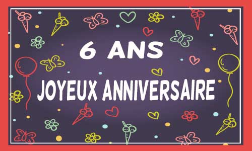 Carte anniversaire femme 6 ans violet