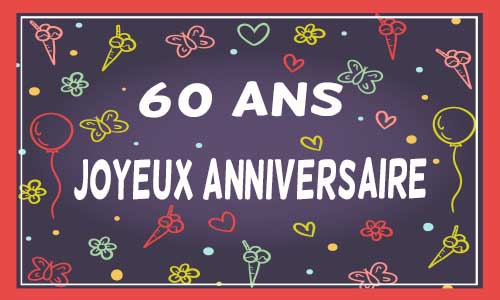 Carte anniversaire femme 60 ans violet