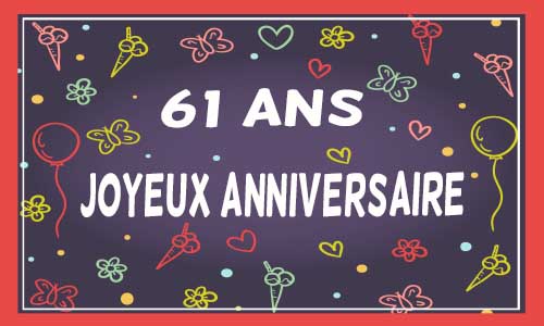 Carte anniversaire femme 61 ans violet