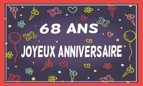 Carte anniversaire femme 68 ans violet