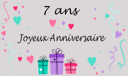 Carte anniversaire femme 7 ans coeur