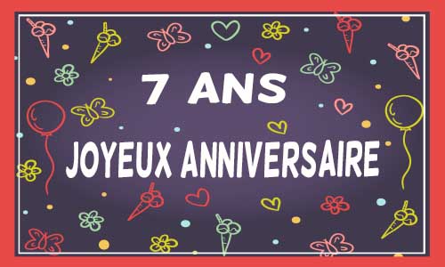 Carte anniversaire femme 7 ans violet