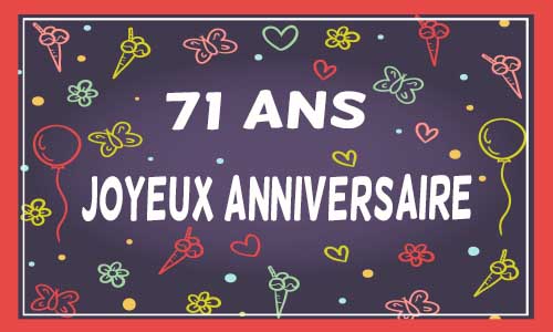 Carte anniversaire femme 71 ans violet