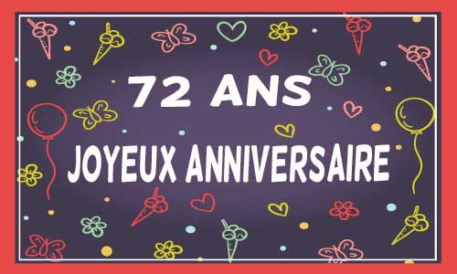 Carte anniversaire femme 72 ans violet