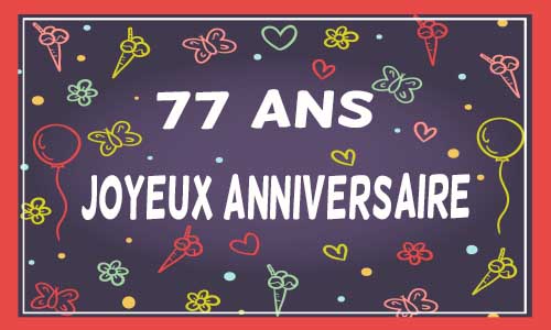 Carte anniversaire femme 77 ans violet