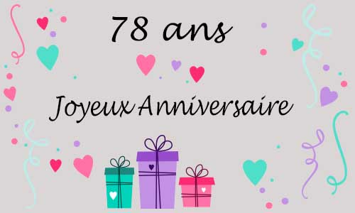 Carte anniversaire femme 78 ans coeur
