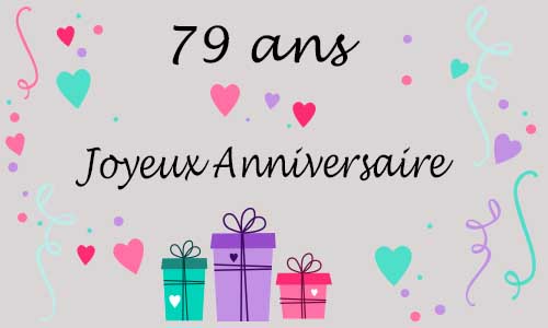 Carte anniversaire femme 79 ans coeur